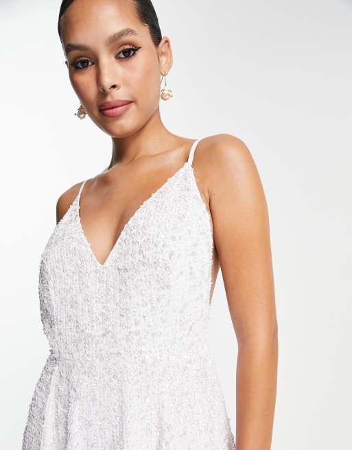 ASOS DESIGN Eva embellished cami midi wedding dress in ivory