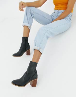 asos black leather ankle boots