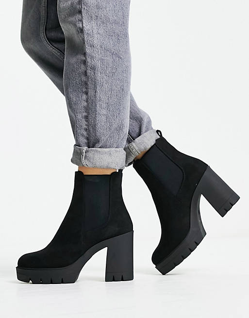 DESIGN - - Chelsea boots met hak dikke zool zwart | ASOS