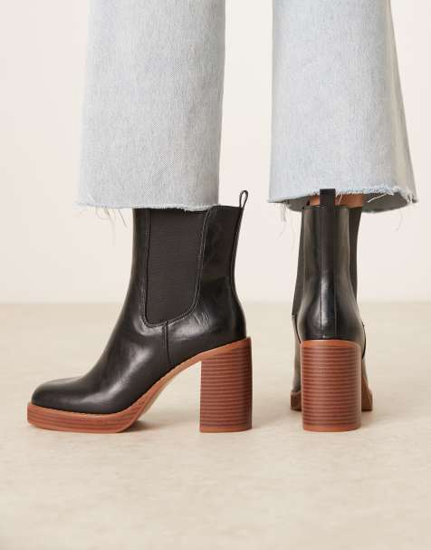 ASOS DESIGN - Evelyn - Enkellaarzen met plateauzool en hak in zwart - view 1