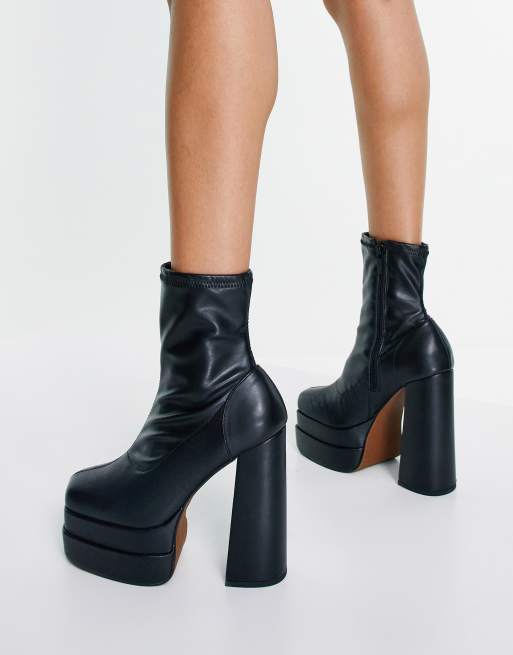 ASOS DESIGN Evelyn high-heeled platform boots in black