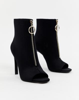 sock ankle boots peep toe