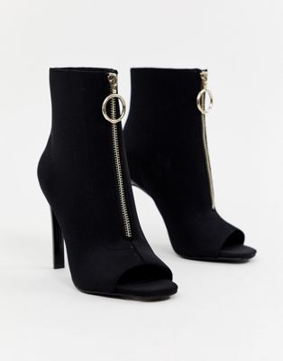 ASOS Design - Evelyn - Sock boots met peeptoe-Zwart