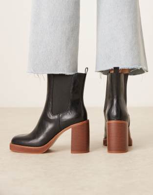 ASOS DESIGN - Evelyn - Stiefeletten in Schwarz mit Plateausohle und Absatz