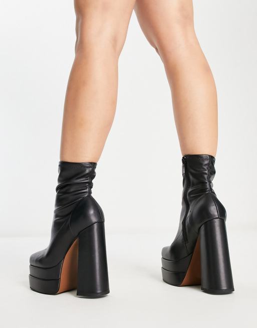 ASOS DESIGN – Evelyn – Svarta högklackade boots med platå och bred passform, 3 av 4