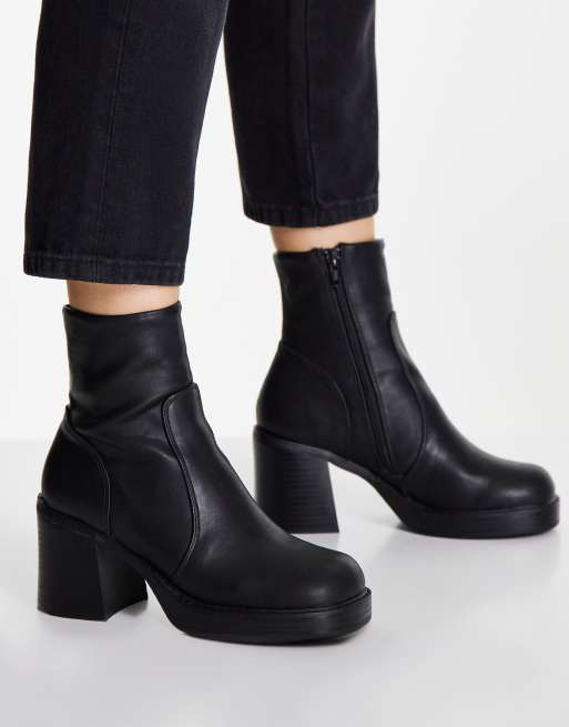 ASOS DESIGN Even Bottines chunky plateforme Noir ASOS