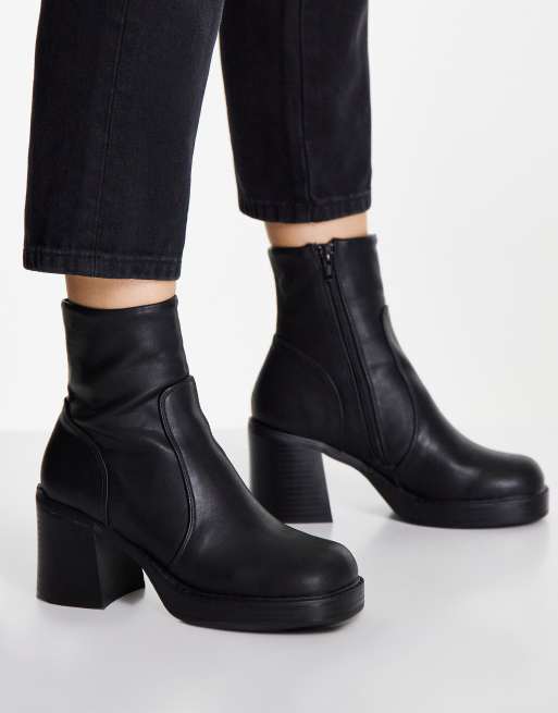 ASOS DESIGN – Even – Svarta grova platåboots