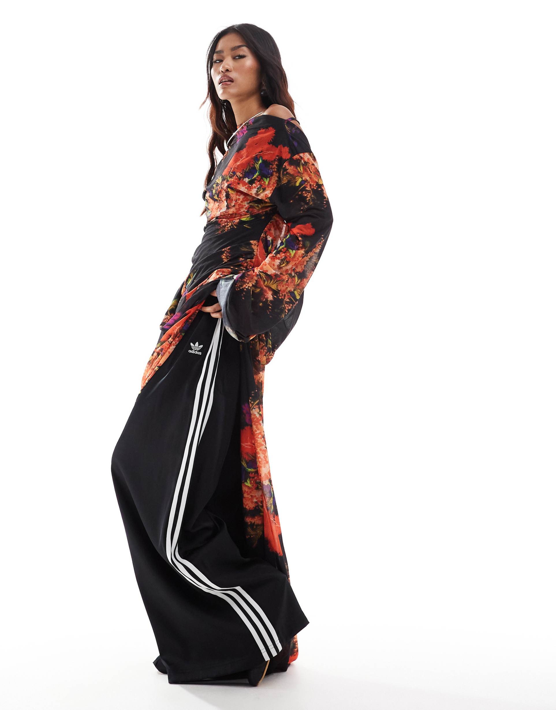 asos design evening dress with extreme draping in oversized floral print