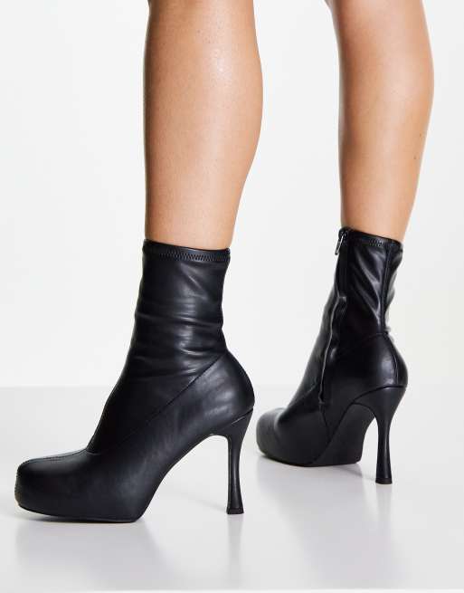 ASOS DESIGN – Event – Czarne botki na platformie i wysokim obcasie