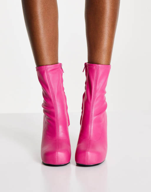 ASOS DESIGN Event high heeled platform boots in pink