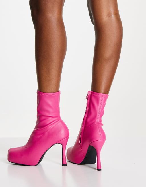 ASOS DESIGN Event high heeled platform boots in pink