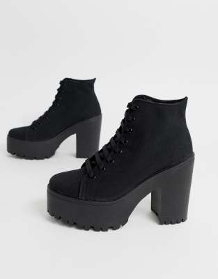 lace up chunky black boots