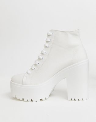 chunky white lace up boots