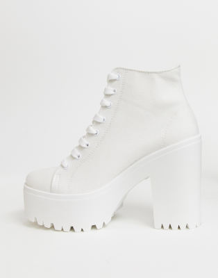 chunky white lace up boots