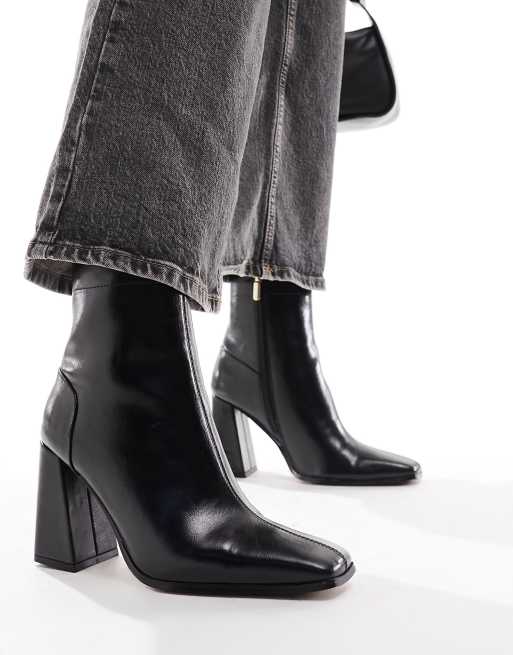 エイソス ASOS DESIGN Everest flared heel boots in black レディース-