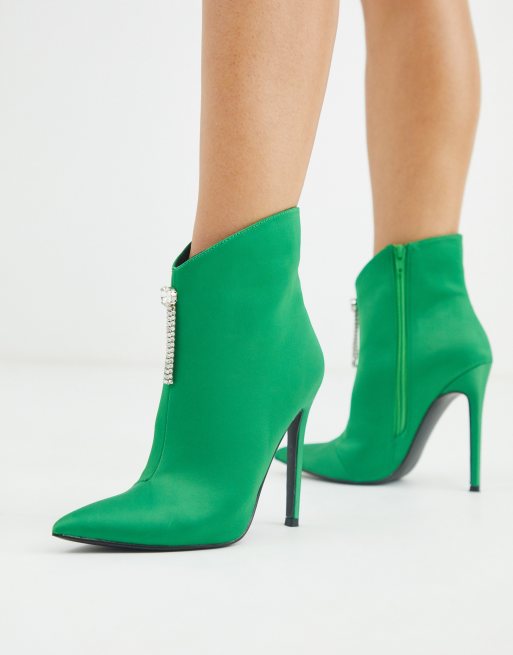 ASOS DESIGN – Evergreen – Zielone ozdobne botki do kostki