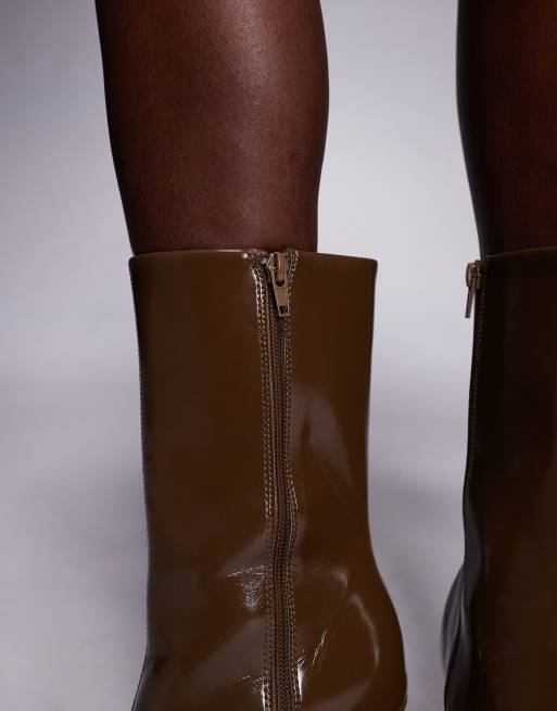 ASOS DESIGN - Everly - Stivaletti con punta squadrata e tacco verde oliva, 3 di 4
