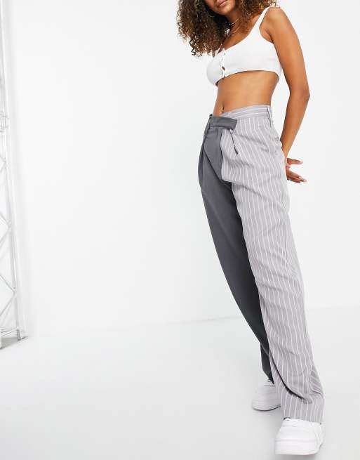 ASOS DESIGN everyday boy slouch pant in colourblock pin stripe