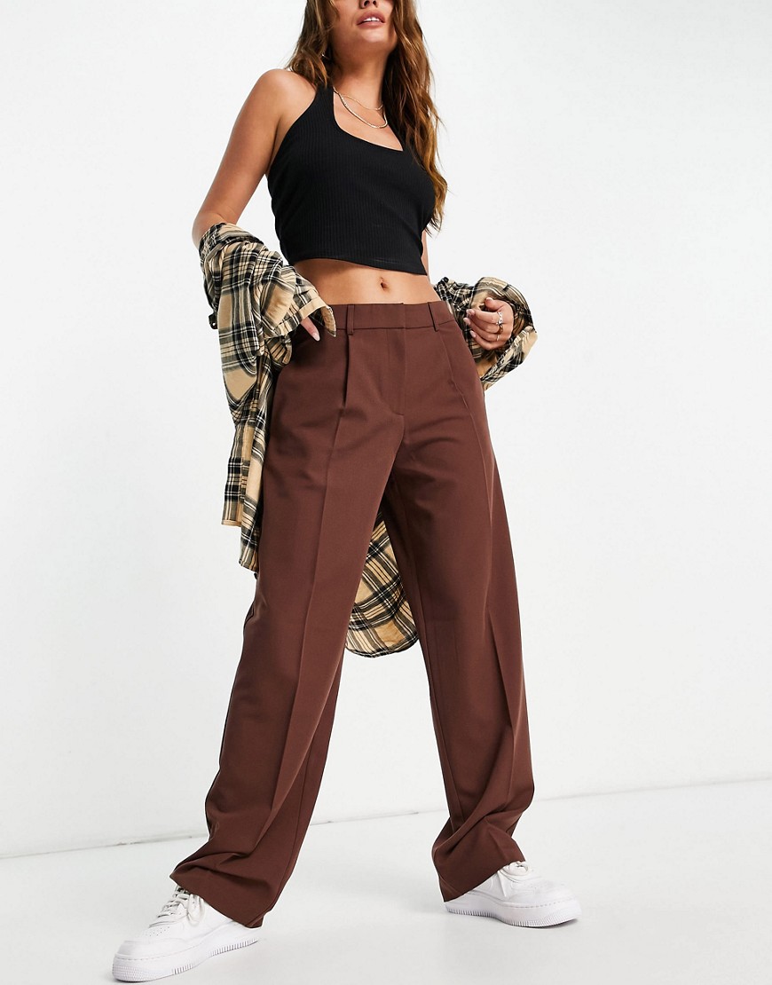 Asos Design Everyday Boy Slouch Trousers In Chocolate-Brown