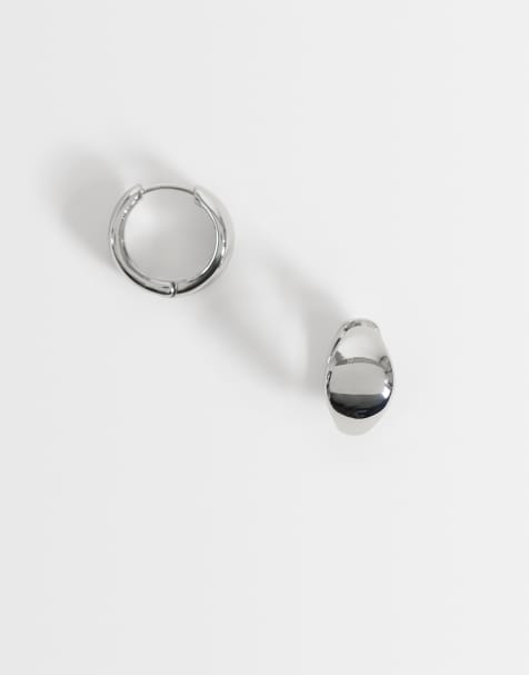 ASOS DESIGN everyday chubby hoop in silver tone - view 1