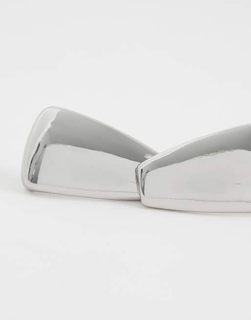 ASOS DESIGN everyday clean oblong stud earrings in silver tone, 4 of 5
