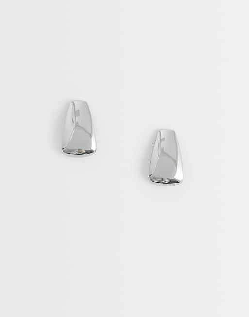 ASOS DESIGN everyday clean oblong stud earrings in silver tone, 5 of 5