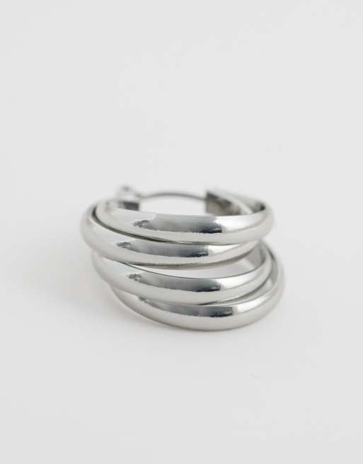 ASOS DESIGN - Everyday - Oorringen met dubbele lus in zilverkleur, 4 van 5