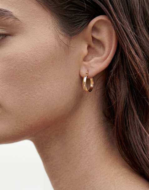 ASOS DESIGN - Everyday - Orecchini a cerchio dorati con design a doppio anello - view 1