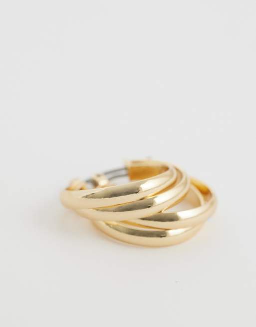 ASOS DESIGN - Everyday - Orecchini a cerchio dorati con design a doppio anello, 5 di 5