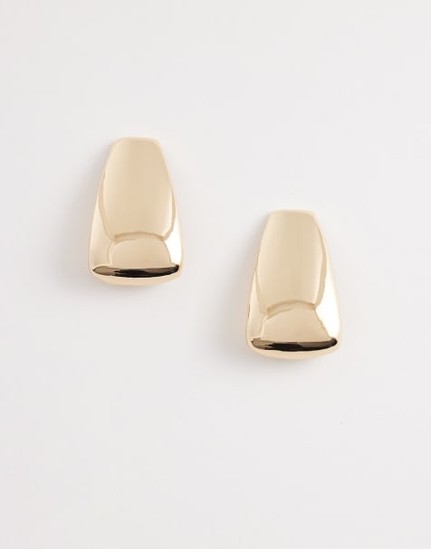 ASOS DESIGN – Everyday – Schlichte, längliche Ohrstecker in Goldoptik - view 1