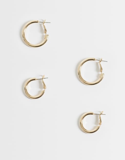 ASOS DESIGN - Everyday - Set van 2 kleine oorringen in aflopend formaat in goudkleur