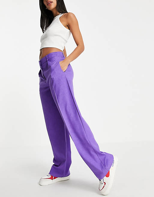 ASOS DESIGN everyday slouch boy trousers in pop purple