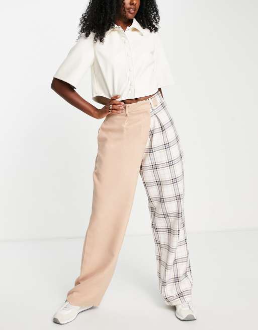 ASOS DESIGN everyday slouch boy pants colorblock and check