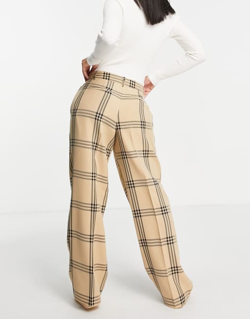ASOS DESIGN Everyday slouch boy pants in camel check, 2 of 4