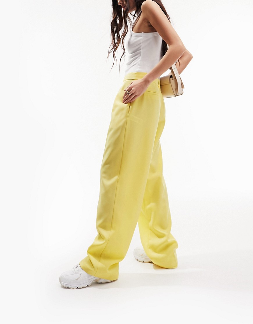 ASOS DESIGN everyday slouchy boy pants in lemon-Yellow