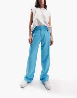 ASOS DESIGN everyday slouchy boy trousers in pop turquoise