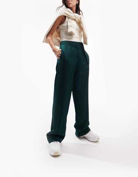 ASOS DESIGN everyday slouchy trousers in dark green