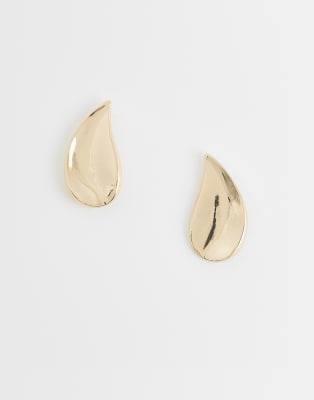 ASOS DESIGN stud earrings with teardrop design in gold tone gold 1990₽