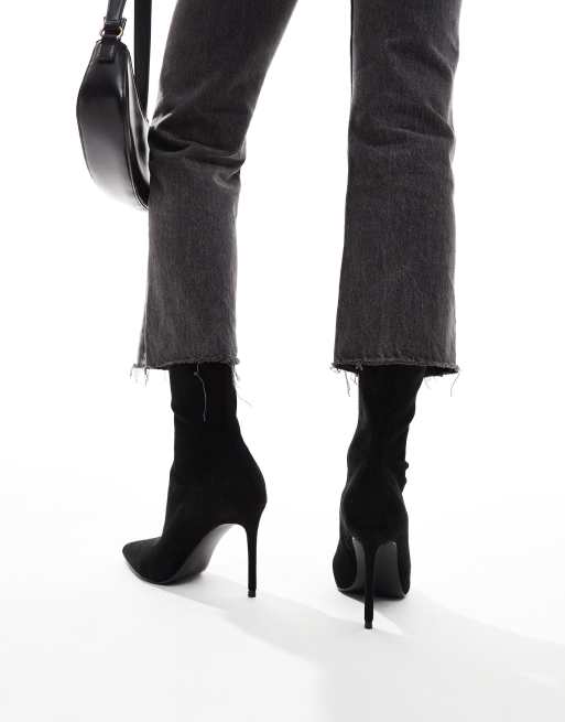 ASOS DESIGN Evie high-heeled sock boots in black