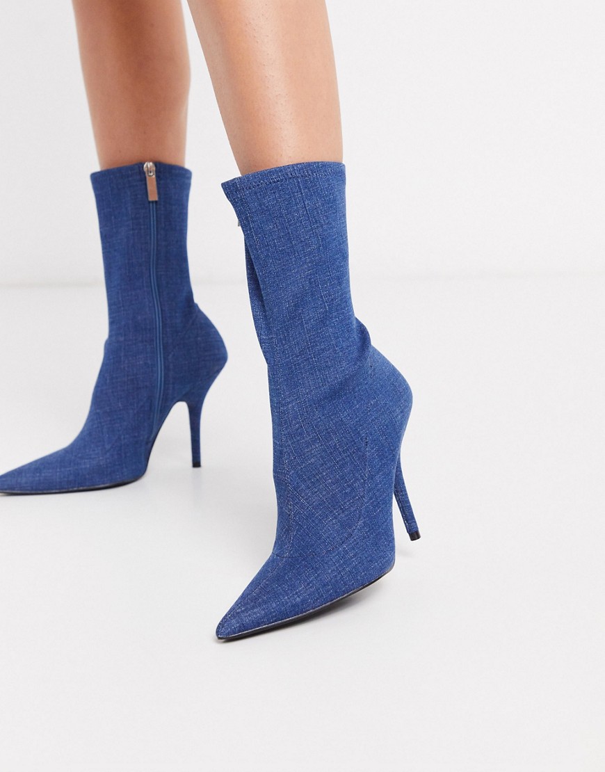 ASOS DESIGN - Evie - Sock boots in denim-Marineblauw