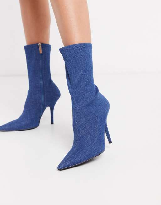 ASOS DESIGN Evie sock boots in denim | ASOS