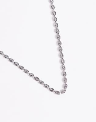 Asos Design Evil Eye Chain Necklace In Metallic