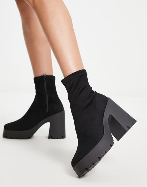 ASOS DESIGN Evolve high-heeled cleated sock boots in black | ASOS