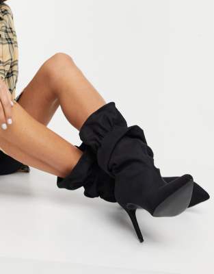high heeled slouch boots