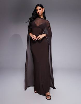 asos design exaggerated cape maxi dress in burgundy - - Women - Polyester - XS Color:SKYDIVER this regular fit maxi sept12launch Fifteen Twenty Ankle Slit