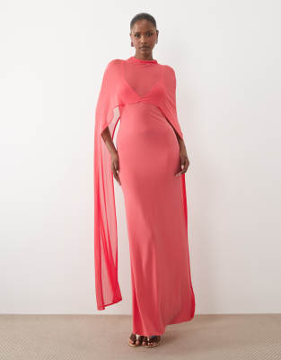 Макси-платье с завышенной талией от ASOS DESIGN из кораллового цвета coral