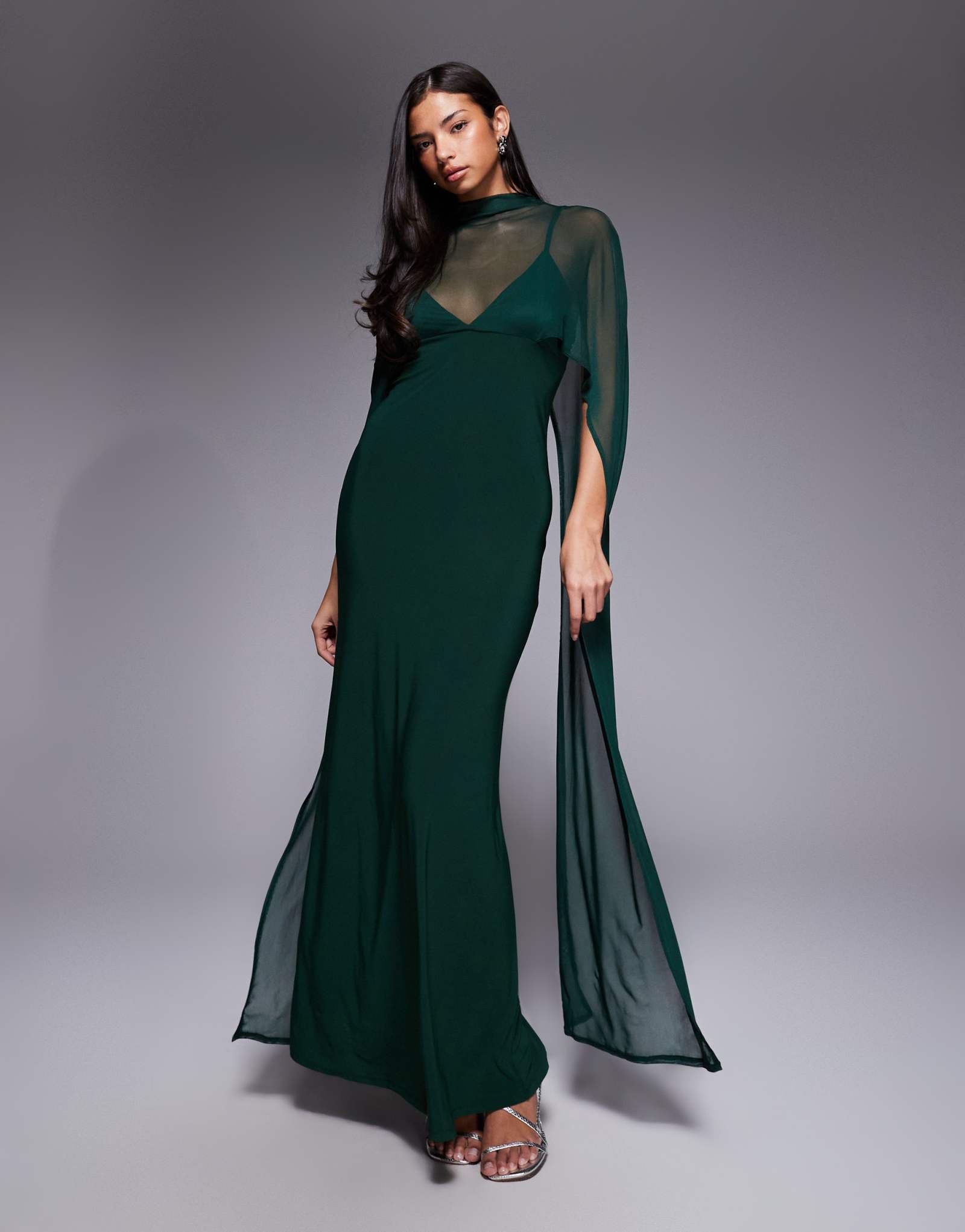Макси-платье с завышенной талией от ASOS DESIGN зеленого цвета