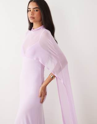 ASOS DESIGN exaggerated cape maxi dress in lilac