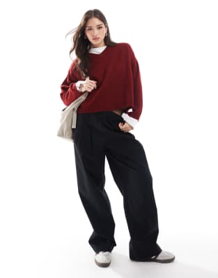 Asos Design Exaggerated Pull On Wide Leg Pants In Black