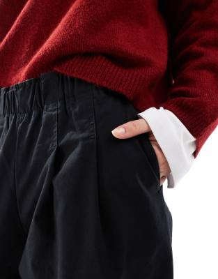 Asos Design Exaggerated Pull On Wide Leg Pants In Black